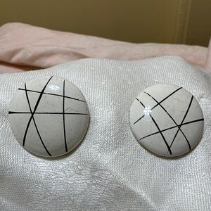White and Black Geometric Earrings